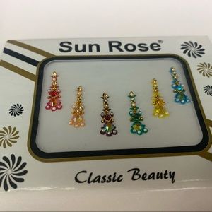 6 Beautiful Long forehead Bindis in Multi-Colors